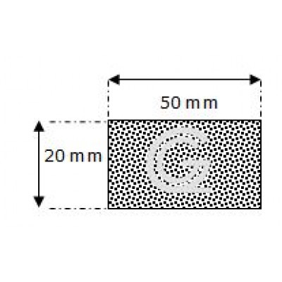 Rechthoekig mosrubber snoer | 20 x 50 mm | per meter